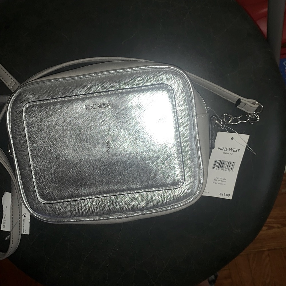 Chrome silver Nine West cross body “Elenore”